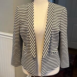 Ann Taylor Striped Open-Front Women’s Blazer Jacket - blue and white NWT